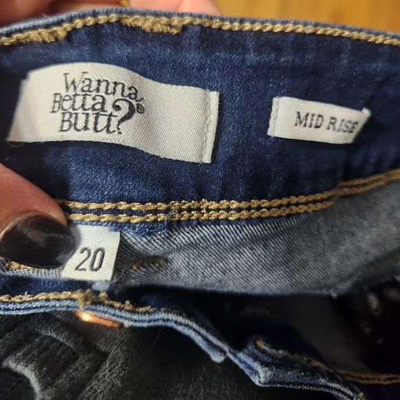 Women's Blue Distressed Ankle Jeans - Picture 2 of 3